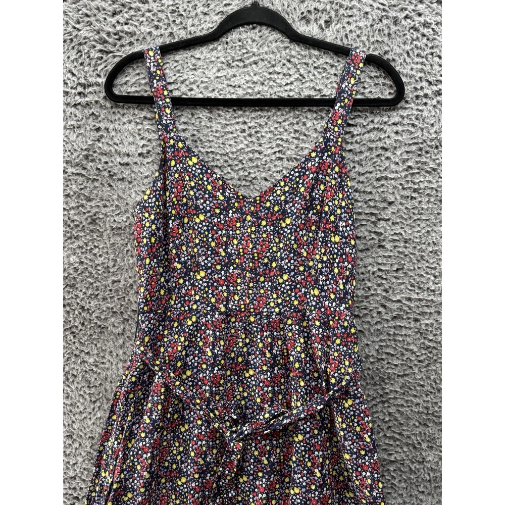 J Crew Tiered Floral Maxi Dress Navy Blue Linen Cotton Ruffle CottageCore Size 6 - Picture 5 of 10